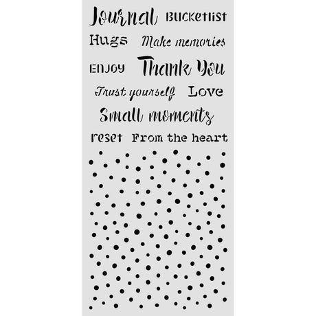 Thick Stencil 12 x 25 cm - Cozy Family - Writings and Dots