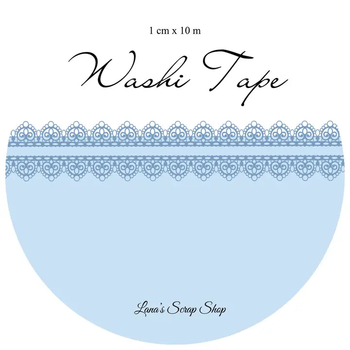 Washi tape 10 mm - Lace - Denim Blue