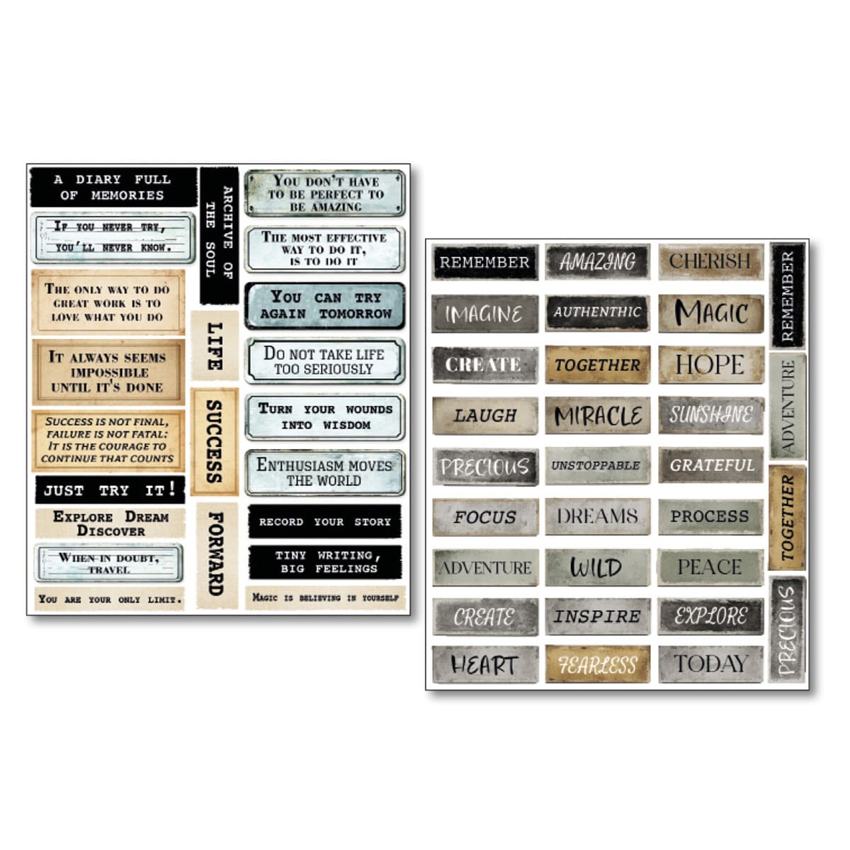 Mixed Media Stickers - 10-pack - Kind Thoughts