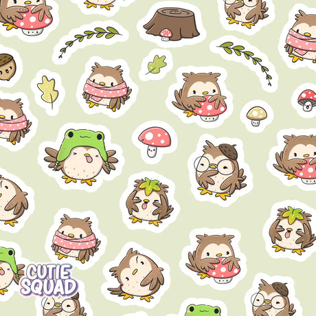 Stickersheet CutieSquad - Owlbert in Fall