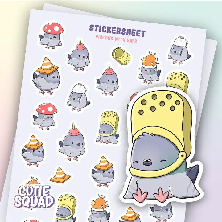 Stickersheet CutieSquad - Pigeons with Hats