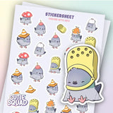 Stickersheet CutieSquad - Pigeons with Hats