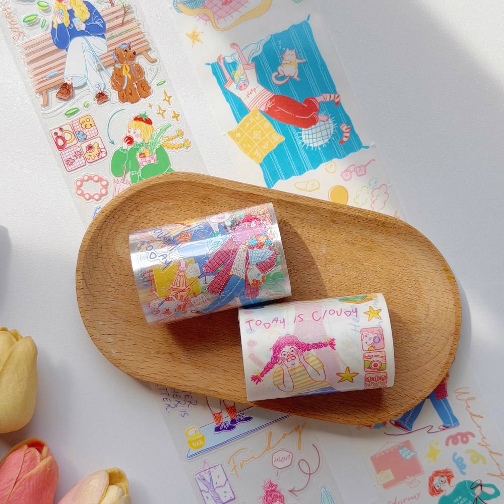 Sticker Washi Tape - Pre-cut - Dopamine Days - 65 mm