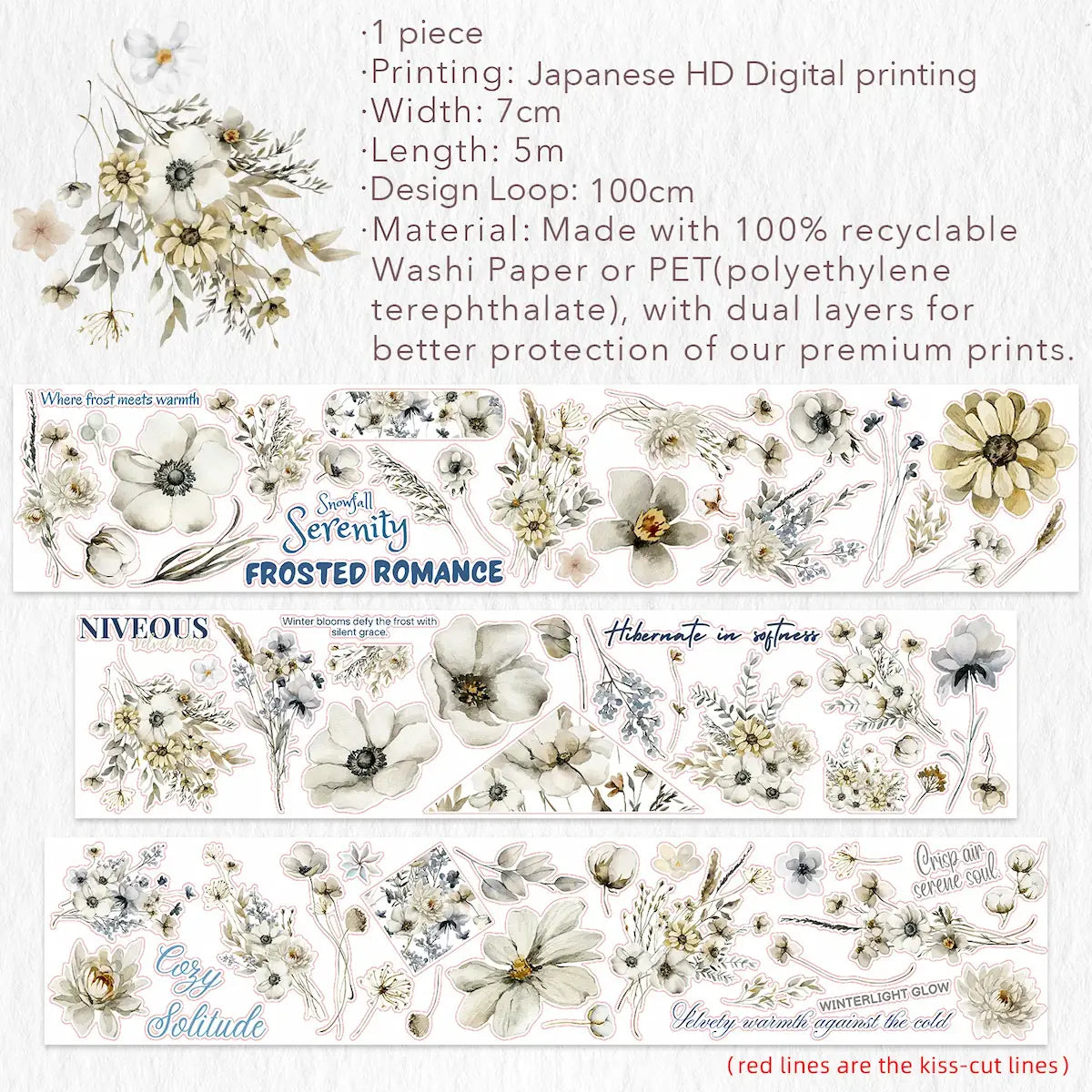 Sticker Pet Tape - Pre-cut - Frosted Meadow - 70 mm