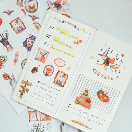 Sticker Washi Tape - Pre-cut - Ghoulish Gathering - 55 mm