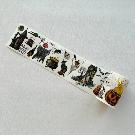 Washi Tape Stickers - Pre-cut - Haunted House - 65 mm