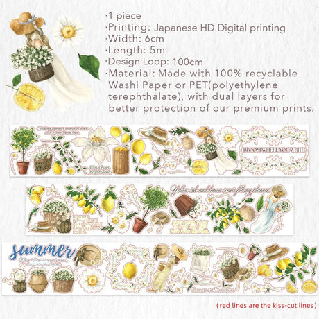 Sticker Pet Tape - Pre-cut - 60 mm - Lemon Breeze