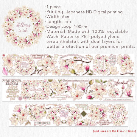 Sticker Pet Tape - Pre-cut - 60 mm - Magnolia Bloom