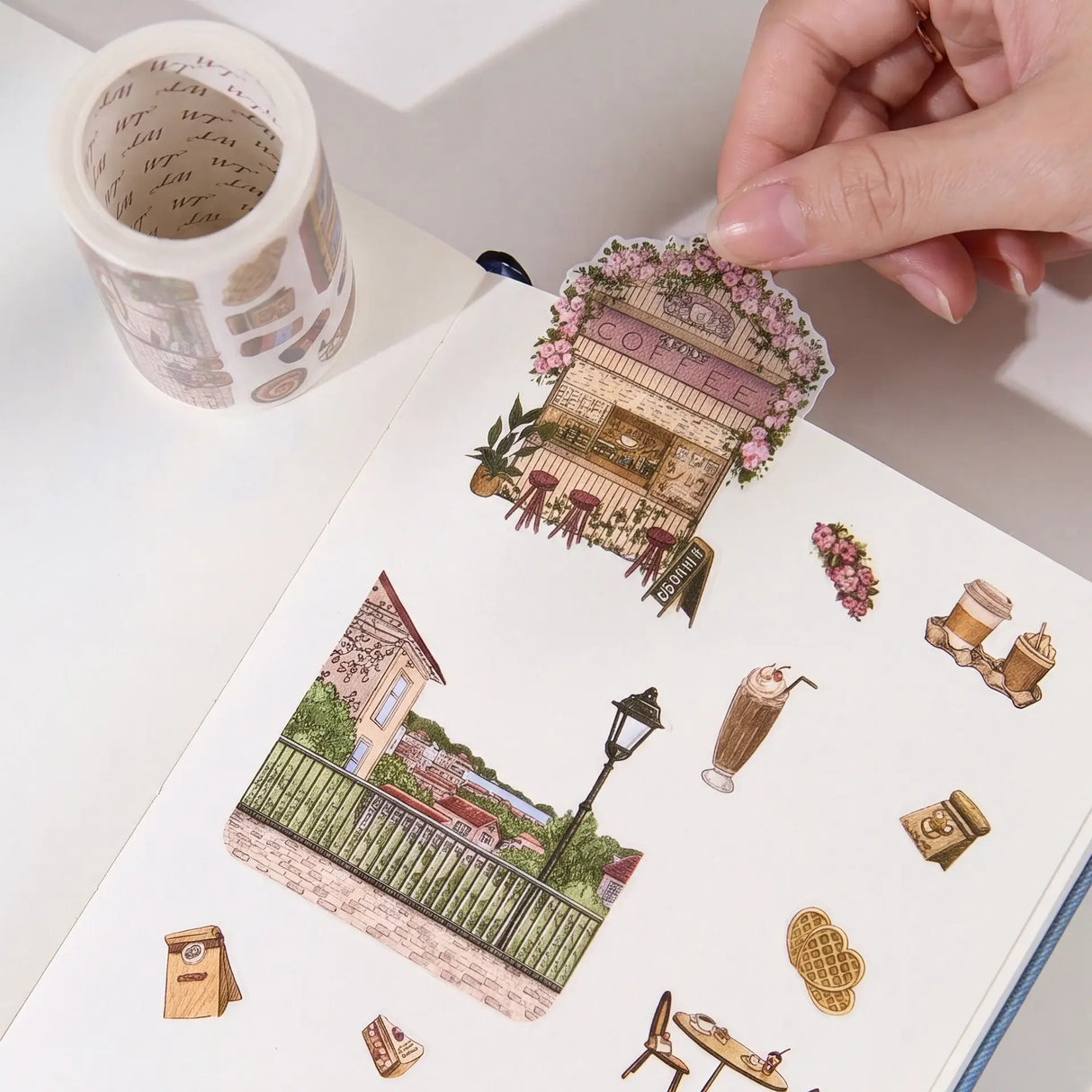 Sticker Washi Tape - Pre-cut - 70 mm - Maple Café