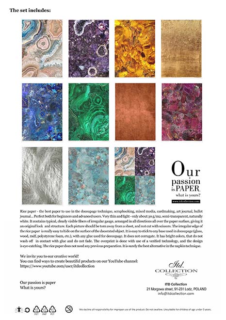Rice paper set - A4 - Gemstones
