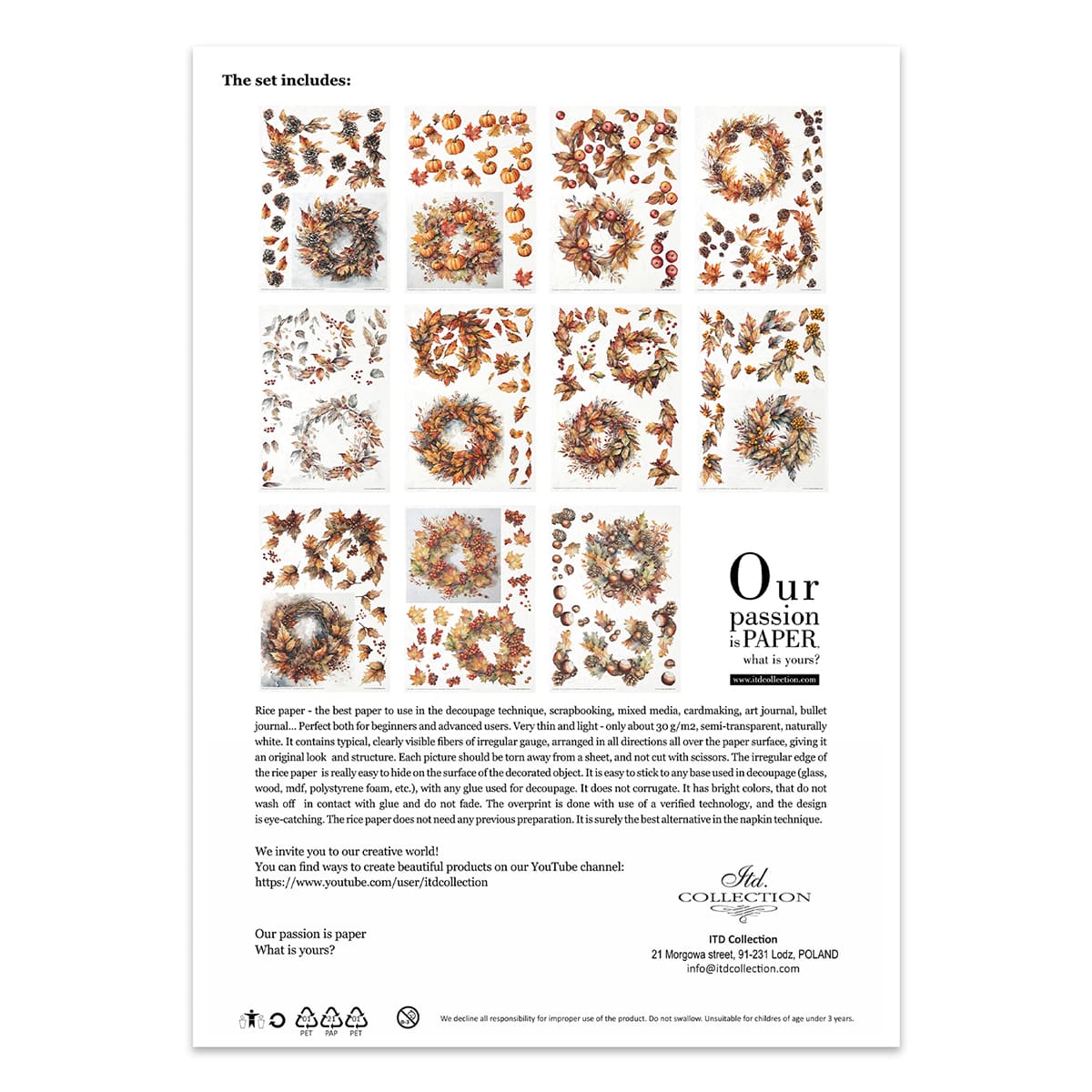 Rice paper set - A4 - Autumn Wreath