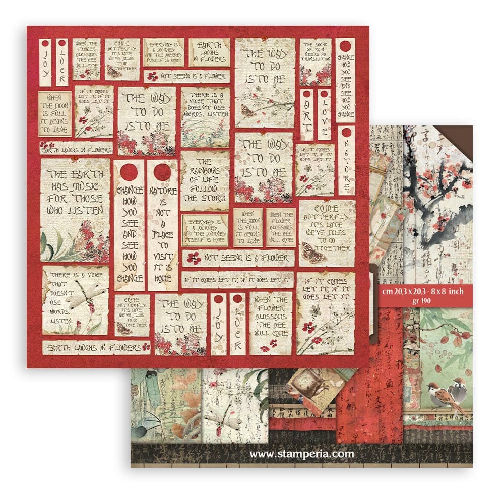 Scrapbookingpapper - Double faced - Oriental garden