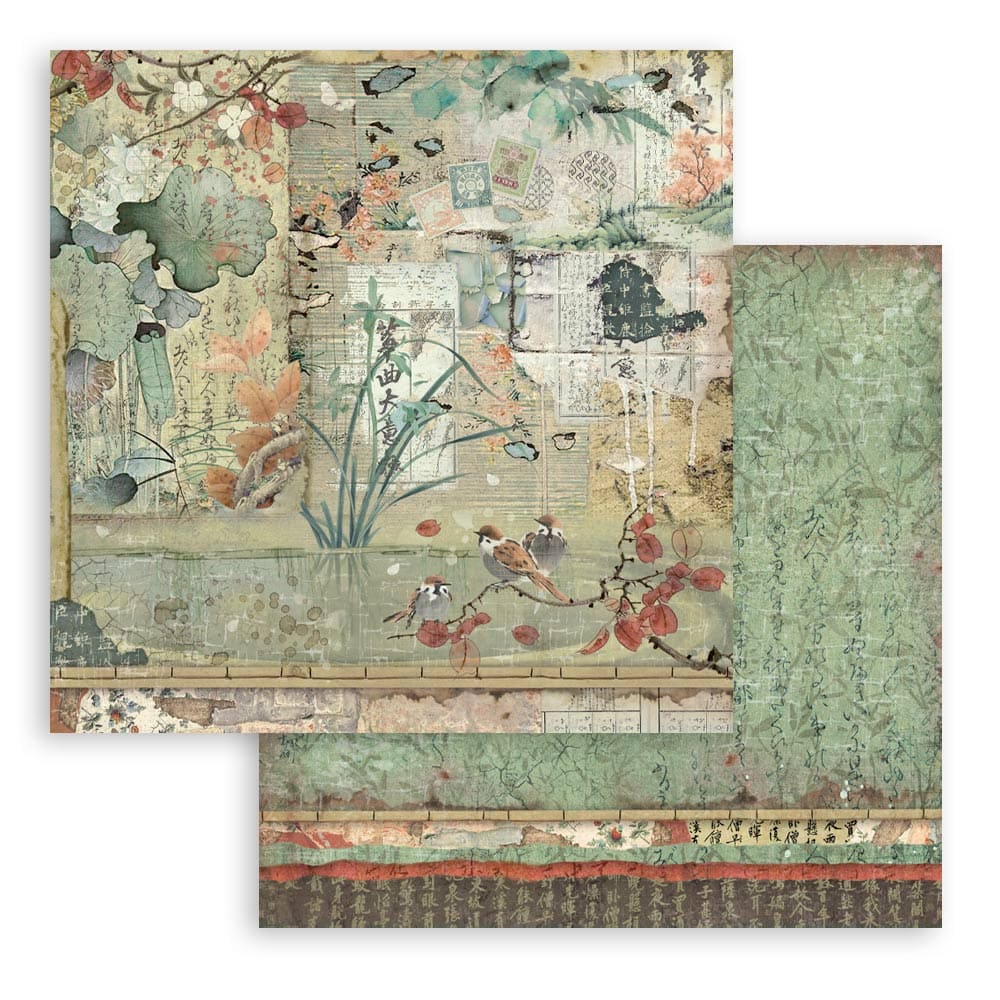 Scrapbookingpapper - Double faced - Oriental garden