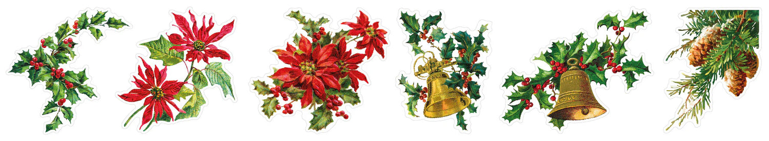 Sticker Pet Tape - Pre-cut - Vintage Christmas - Greens 60 mm