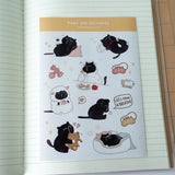 Sticker Sheet - Mocha Cat - Paws and recharge