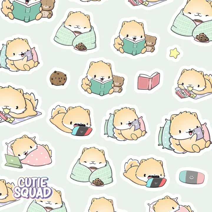 Stickersheet CutieSquad - Shiba Evening Routine
