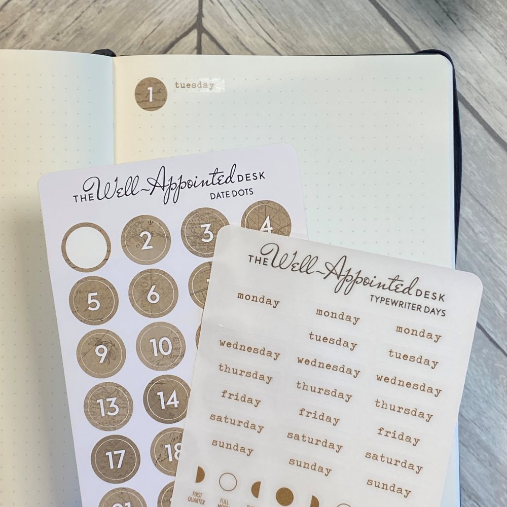 Stickers - Typewriter Days Weekly - Brown