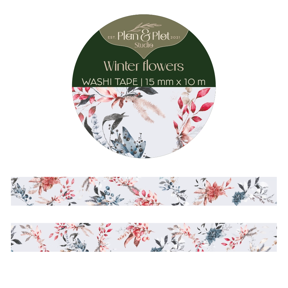 Washi tape Plan & Plot - 15 mm - Winter flowers