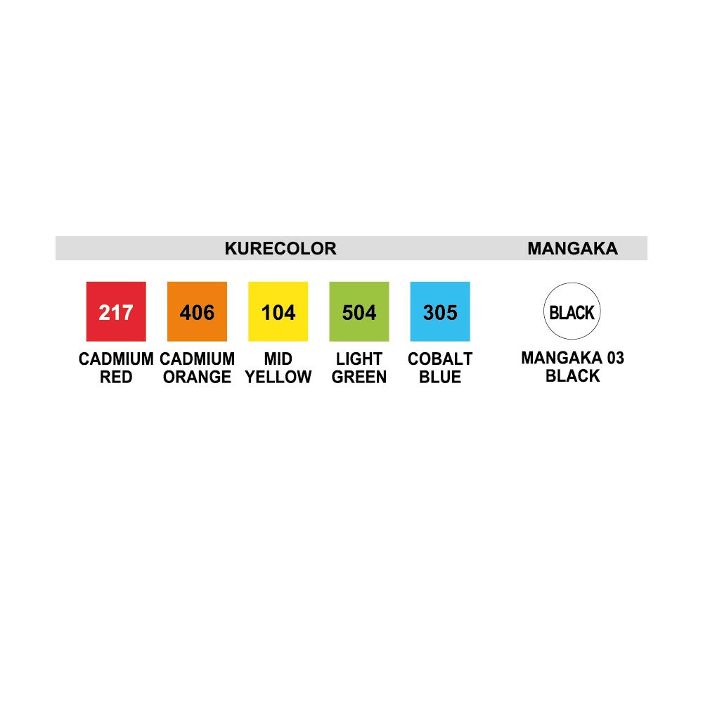 ZIG Kurecolor Manga - Fine & Brush 6-pack - Basic