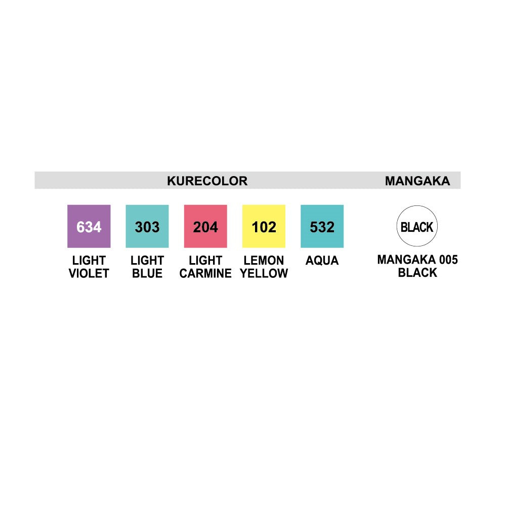 ZIG Kurecolor Manga - Fine & Brush 6-pack - Pastel