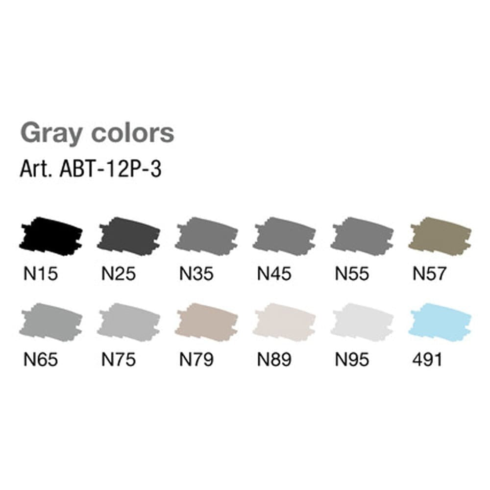 ABT Dual Brush pen 12-pack - Grey colors - Tombow - Tidformera