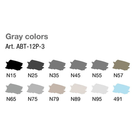 ABT Dual Brush pen 12-pack - Grey colors - Tombow - Tidformera