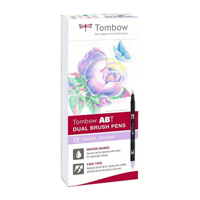 ABT Dual Brush pen 12-pack - Pastel colors - Tombow - Tidformera