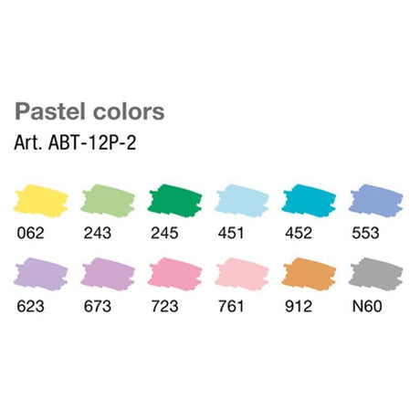 ABT Dual Brush pen 12-pack - Pastel colors - Tombow - Tidformera