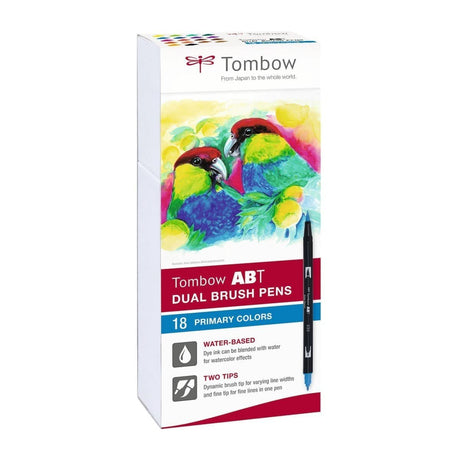 ABT Dual brush pen 18-pack - Primary colors - Tombow - Tidformera