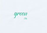 Handskriven text med ordet "green" i grön färg, skriven med ABT Dual Brush Pen i nyansen 296 Green.