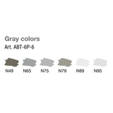 ABT Dual Brush pen 6-pack - Grey colors - Tombow - Tidformera