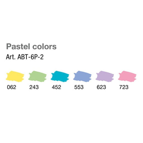 ABT Dual Brush pen 6-pack - Pastel colors - Tombow - Tidformera