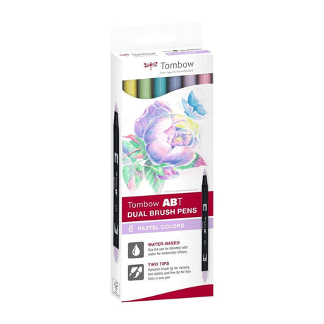 Förpackning med ABT Dual Brush pen 6 - pack - Pastel colors från Tombow - Tidformera