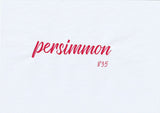 Handskriven text med ordet "persimmon" i röd färg, skriven med ABT Dual Brush Pen i nyansen 835 Persimmon.