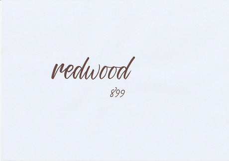 Handskriven text med ordet "redwood" i brun färg, skriven med ABT Dual Brush Pen i nyansen 899 Redwood.