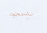 Handskriven text med ordet "cappuccino" i ljusbrun färg, skriven med ABT Dual Brush Pen i nyansen 942 Cappuccino.