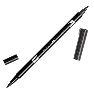 ABT Dual Brush pen - N25 Lamp black - Gråsvart penselpenna - Tombow - Tidformera