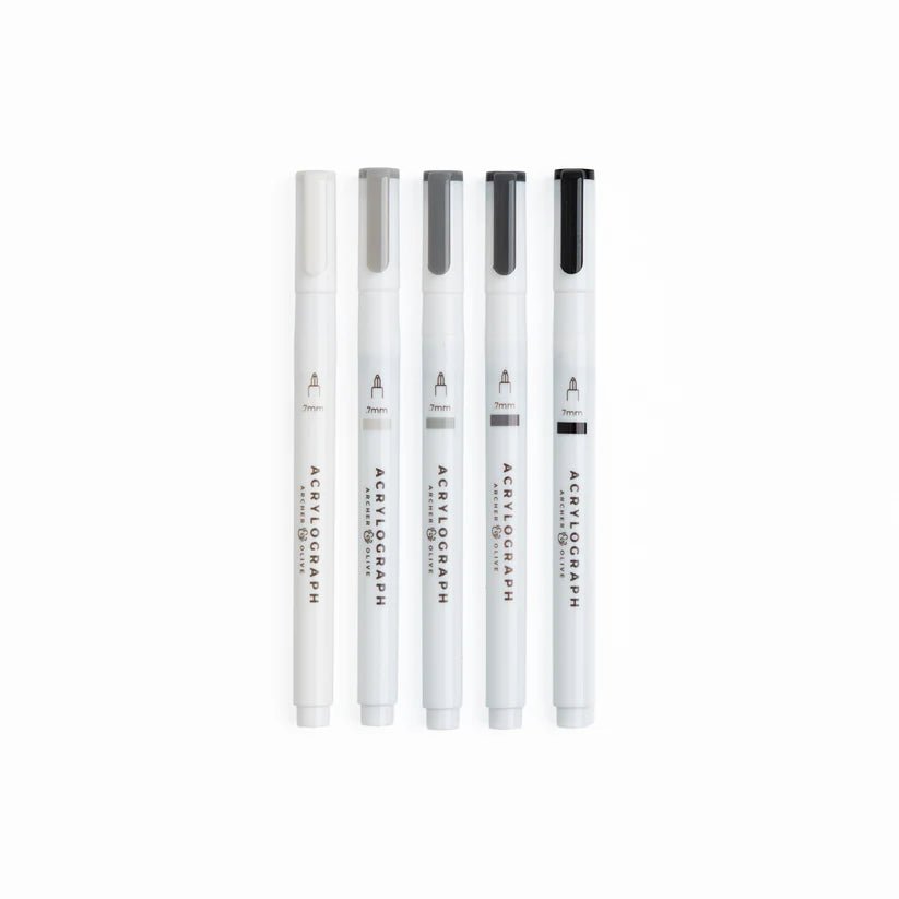Acrylograph 5 - pack 0,7 - Grayscale - 2 - Archer & Olive - Tidformera
