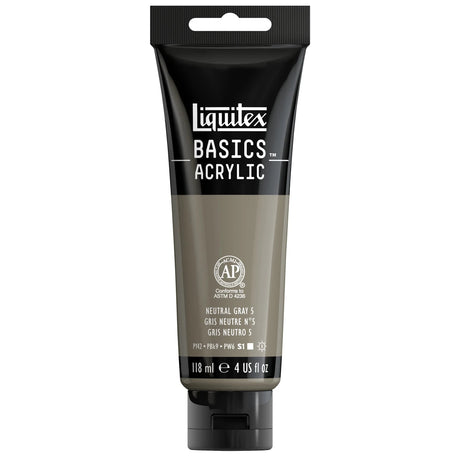 Akrylfärg Liquitex Basics 118ml - Neutral gray no 5 599 - 1 - Liquitex - Tidformera
