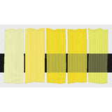 Tri-Art Arylide Yellow Light, fem färgprover med originalfärgen i mitten samt blandningar med vitt och gelmedium.