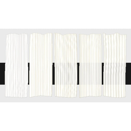 Tri-Art Warm White, fem färgprover med originalfärgen i mitten samt blandningar med vitt och gelmedium.