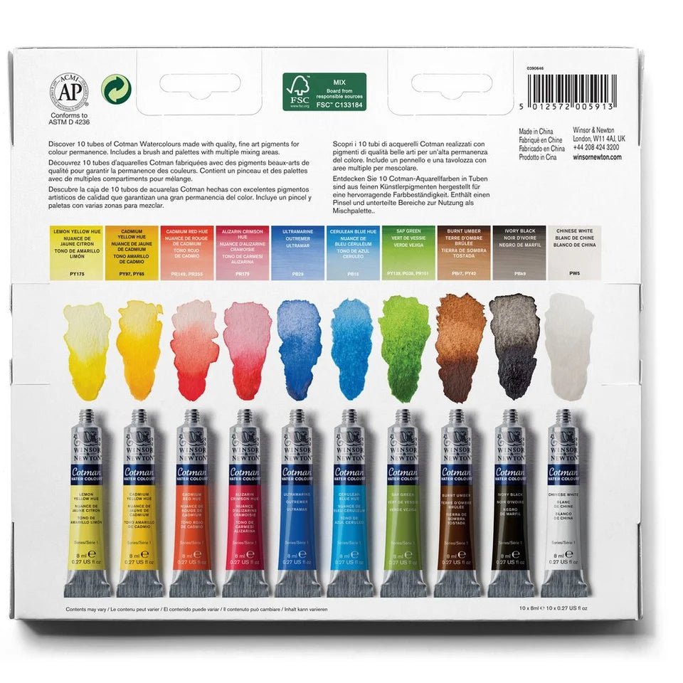 Akvarellset Winsor & Newton Cotman Palette Set 10 x 8 ml - 7 - Winsor & Newton - Tidformera