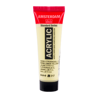 Liten tub med ljusgul Amsterdam Akrylfärg 20 ml 217 - Permanent Lemon Yellow Light från Royal Talens - Tidformera