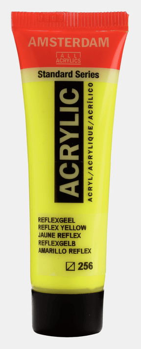 Liten tub med gul Amsterdam Akrylfärg 20 ml 256 Reflex Yellow från Royal Talens - Tidformera