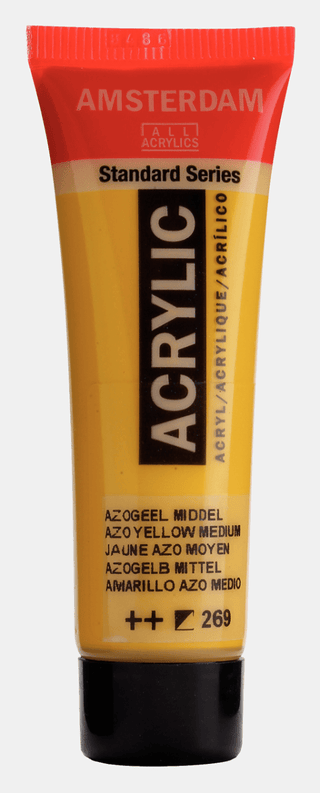 Liten tub med gul Amsterdam Akrylfärg 20 ml 269 Azo Yellow medium från Royal Talens - Tidformera