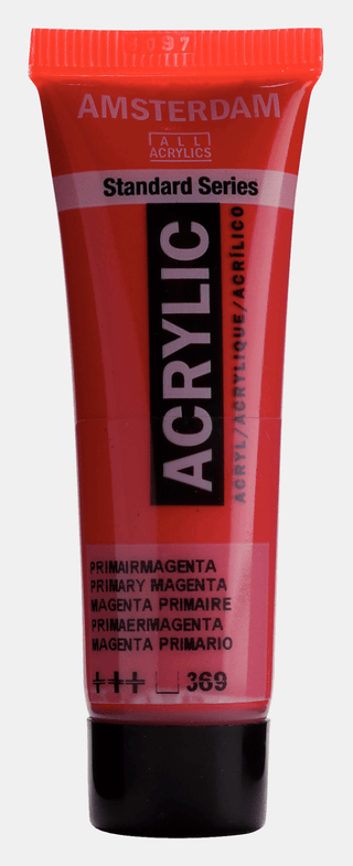 Liten tub med röd Amsterdam Akrylfärg 20 ml 369 Primary Magenta från Royal Talens - Tidformera