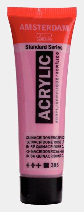 Liten tub med rosa Amsterdam Akrylfärg 20 ml 385 Quinacridone Rose Light från Royal Talens - Tidformera