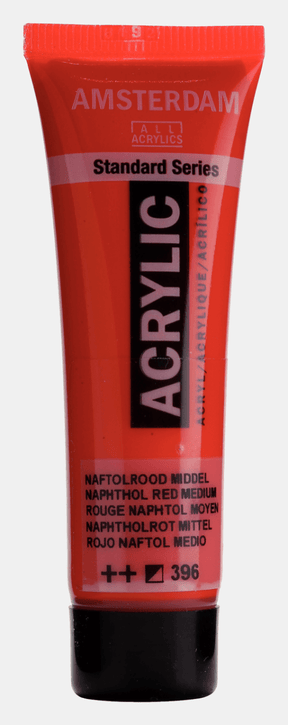 Liten tub med röd Amsterdam Akrylfärg 20 ml 396 Naphthol Red Medium från Royal Talens - Tidformera