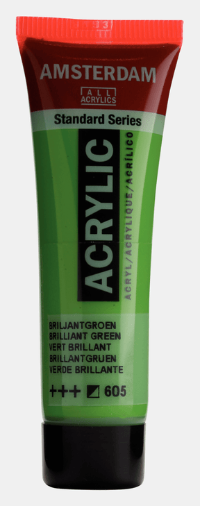 Liten tub med grön Amsterdam Akrylfärg 20 ml 605 Brilliant Green från Royal Talens - Tidformera