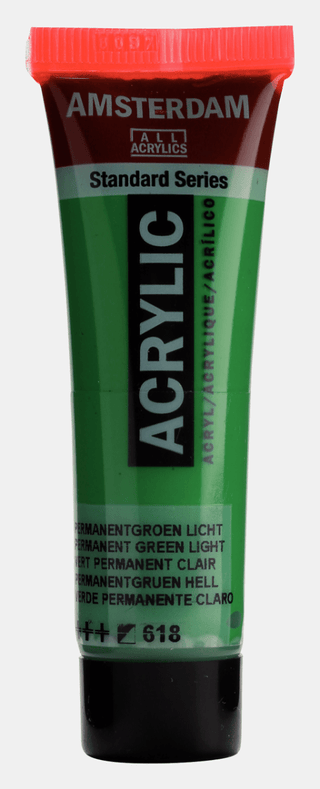 Liten tub med grön Amsterdam Akrylfärg 20 ml 618 Permanent Green Light från Royal Talens - Tidformera